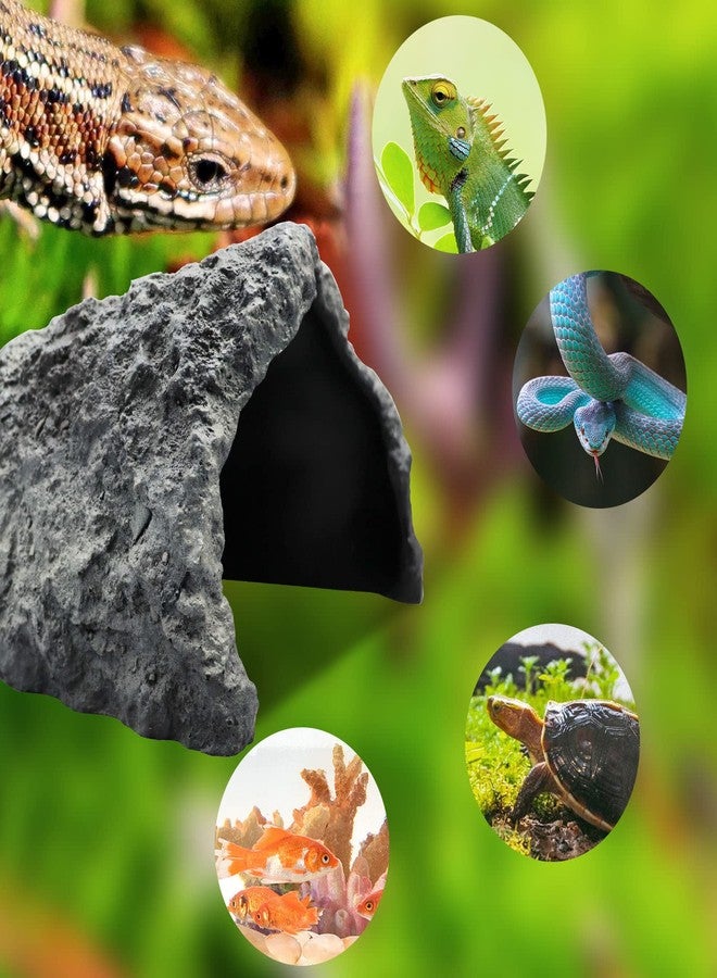 Oooct Extra Large Reptile Rock Hide Cave, Resin Cave, Aquarium Decorations Accessories, Lizard Turtle Fish Hide Habitat 10.23x9.44x5.7 Inches - Image 5